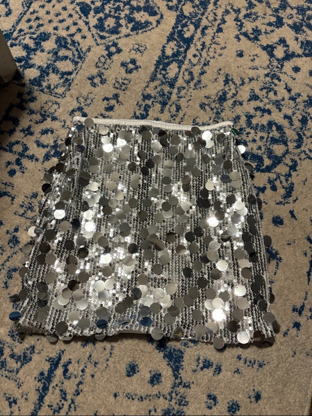 Y2K Hannah Montana Source Unknown Silver Sequin Mini Skirt